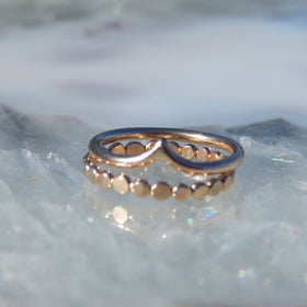 14k Gold Fill Chevron and Medallion Stacking Ring Set